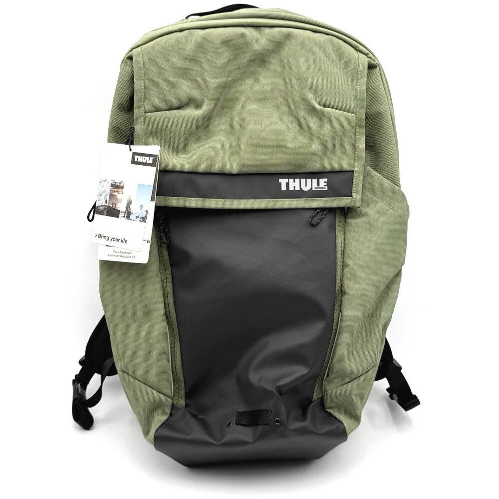 NEW Thule Paramount Commuter Backpack 27L Olivine w Reflective Rain Cover